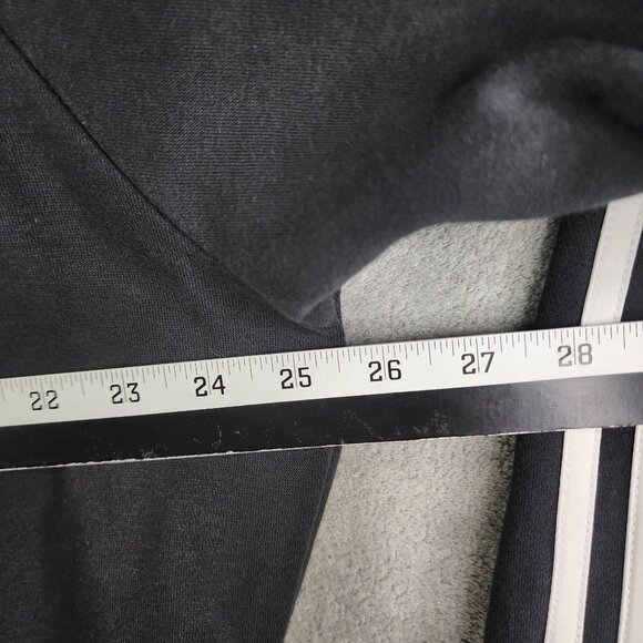 Mens Black Adidas Hoodie Sweatshirt Long Sleeves w/ White Stripes Size XL - Picture 8 of 10